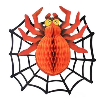 Papír lampion pók+háló narancs 43x38cm  QP2677