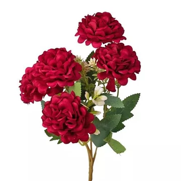 Selyemvirág csokor, 5 ágú, 29cm magas - Bordó   LD007-05
