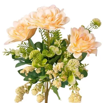 Dália selyemvirág csokor, 7 ágú, 36cm magas - Krém  LD003-02