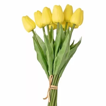 Real touch tulipán köteg, 10 szálas, 32cm magas - Citromsárga  AF172-05