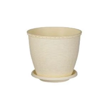 Cserép+alátét rattan 6L krém