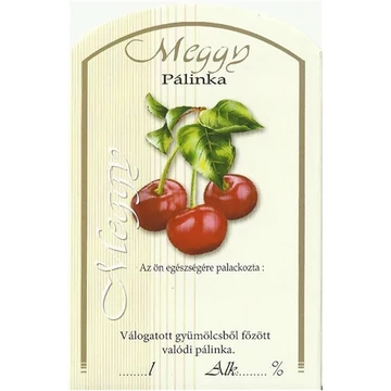 Pálinkás címke meggy 10db/cs