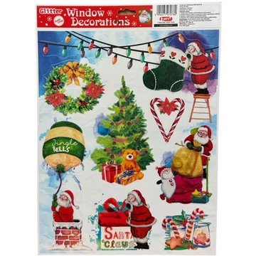 Ablakmatrica glitteres karácsonyi 30x42cm  FKD-7078