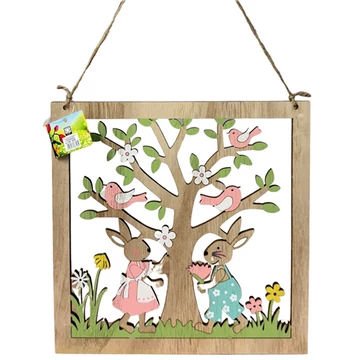 Fa dekor nyuszik+fa 22x22cm  BD1106