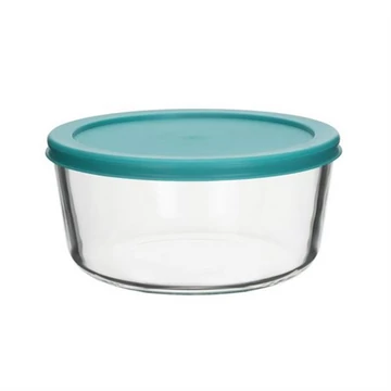 Hőálló üveg kerek áteltároló műanyag tetővel 1652ml-es  KT-93