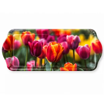 Műanyag zserbós tálca tulipános 33x14,5x2,5cm     M40378