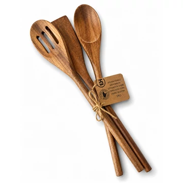 Konyhai eszközkészlet akácia fa 3db-os 30cm     610890