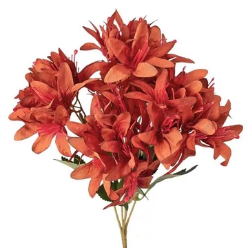 Selyemvirág csokor, 5 ágú, 29cm magas - Sötét narancssárga  LD012-03
