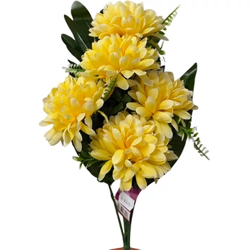 Művirág krizantém 5 fejű sárga