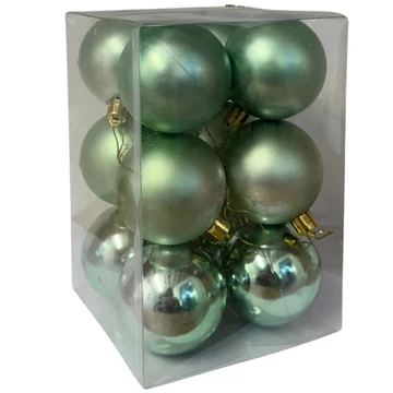 Gömb dobozban műanyag 6cm mentazöld  DD63110