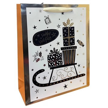 Dísztasak karácsonyi fekete-fehér-arany   HKS-8273