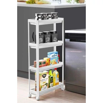 Gurulós polc fehér műanyag 4 polcos 190x540x1000mm SP-319 