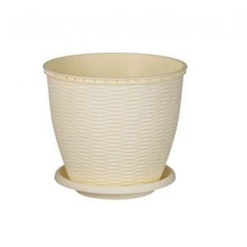 Cserép+alátét rattan 2,75L krém