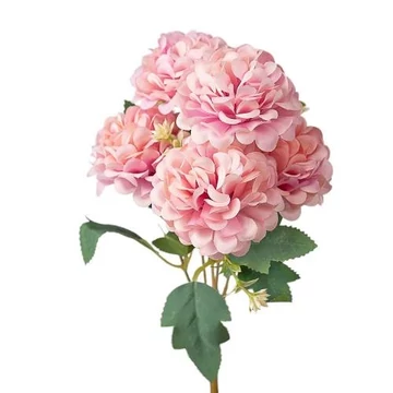Selyemvirág csokor, 5 ágú, 29cm magas - Púder rózsaszín   LD007-03