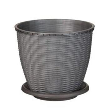 Cserép+alátét rattan 16L szürke