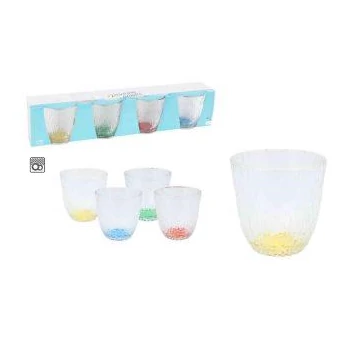 Pohár üveg színes vizes 300ml 4db-os