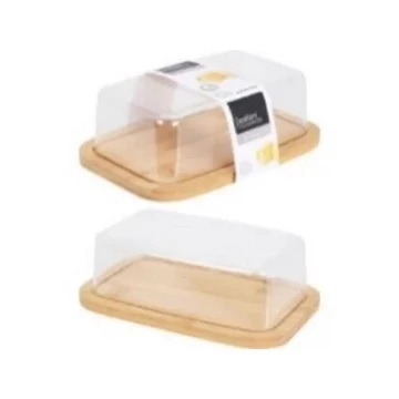 Vajtartó műanyag fedő-bambusz alátéttel  12,5x19x6cm  610362 