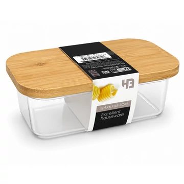 Vajtartó műanyag fedő-bambusz alátéttel  12,5x19x6cm  610362 