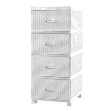 4 fiókos fehér rattan komód összeszerelve
