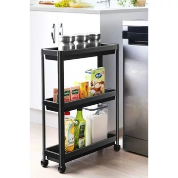 Gurulós polc fekete műanyag 3 polcos 190x540x710mm SP-315 