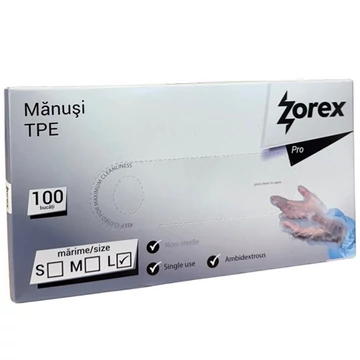 Kesztyű TPE 100db/cs L-es egyszer használatos  803657