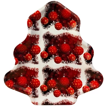 Karácsonyi műanyag tálca karácsonyfa alakú