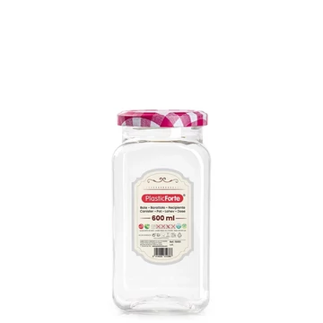 Tároló 600ml átlátszó műanyag csavaros tetejű  CN52785