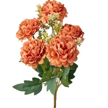 Selyemvirág csokor, 5 ágú, 29cm magas - Narancssárga   LD007-04
