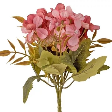 5 ágú hortenzia selyemvirág csokor, 24cm magas - Rózsaszín  AF052-03