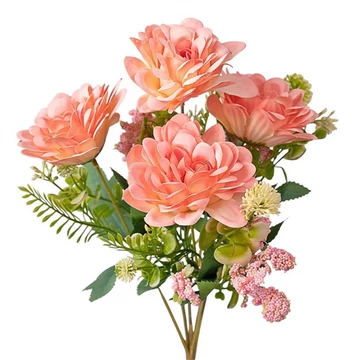 Dália selyemvirág csokor, 7 ágú, 36cm magas - Rózsaszín  LD003-03