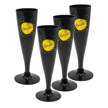 Party pohár pezsgős 4db-os fekete