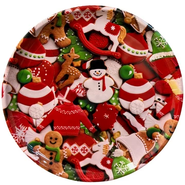 Karácsonyi műanyag tálca kerek