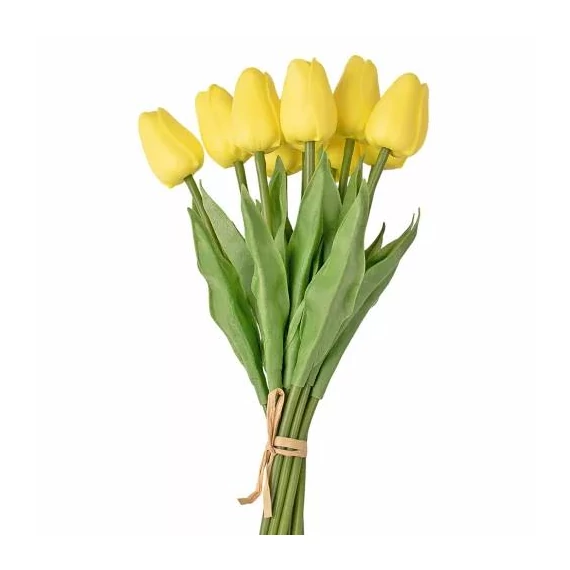 Real touch tulipán köteg, 10 szálas, 32cm magas - Citromsárga  AF172-05