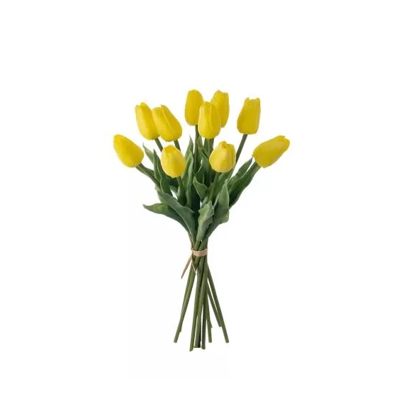 Real touch tulipán köteg, 10 szálas, 32cm magas - Citromsárga  AF172-05