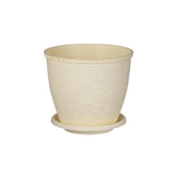Cserép+alátét rattan 6L krém