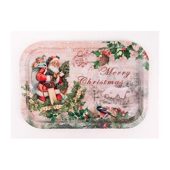 Bádog tálca négyzet télapó 34x23cm  491541