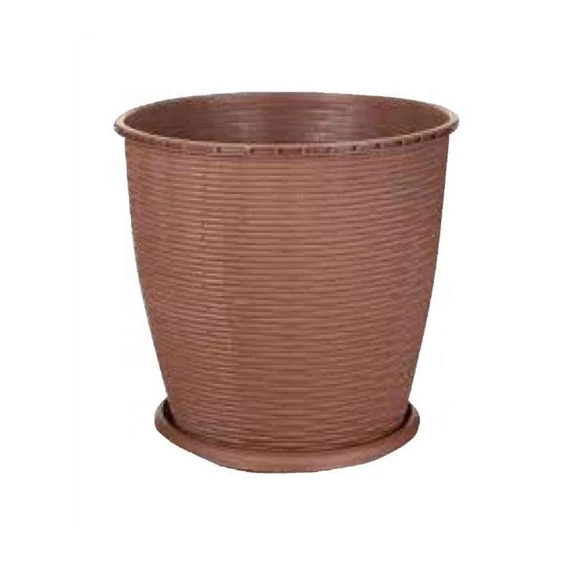 Cserép+alátét rattan 16L barna