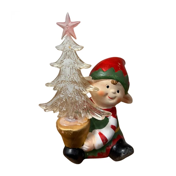 Karácsonyi figura elf ledes dekor 17cm  BD1629