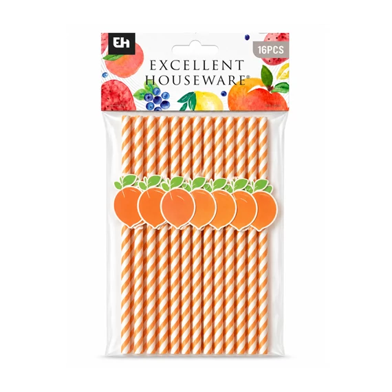 Szívószál papír mintás 16db/cs