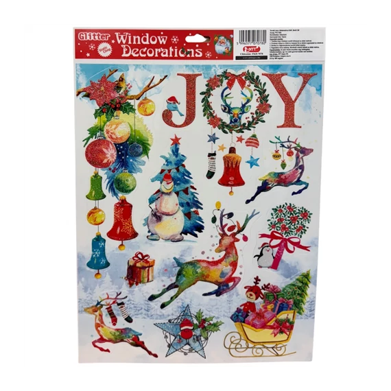 Ablakmatrica glitteres karácsonyi 30x42cm  FKD-7078