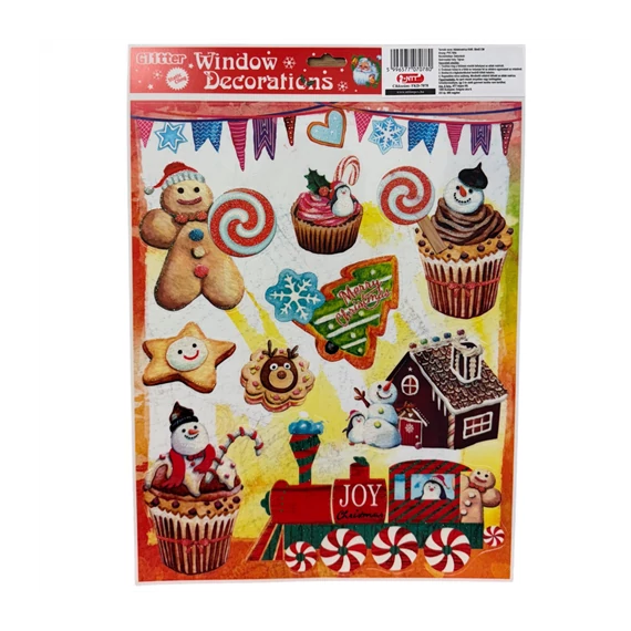 Ablakmatrica glitteres karácsonyi 30x42cm  FKD-7078