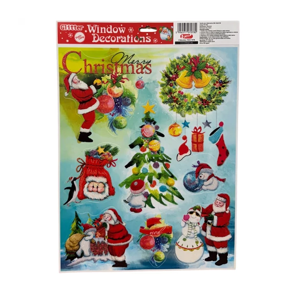 Ablakmatrica glitteres karácsonyi 30x42cm  FKD-7078