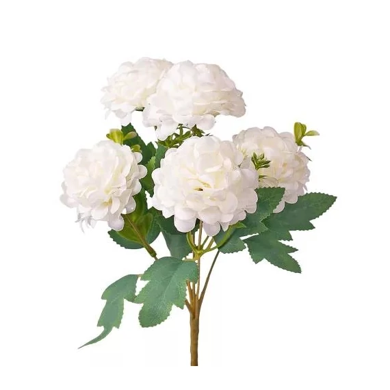 Selyemvirág csokor, 5 ágú, 29cm magas - Fehér   LD007-01