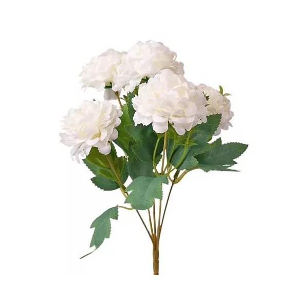 Selyemvirág csokor, 5 ágú, 29cm magas - Fehér   LD007-01