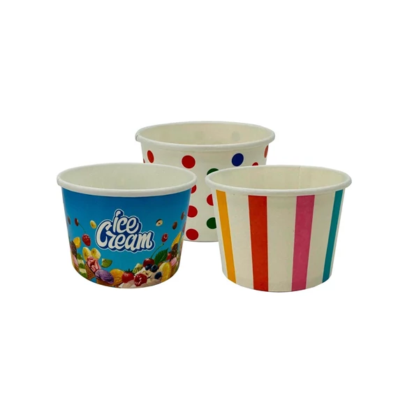 Fagyis papírtégely 130ml mintás/színes 50db/cs
