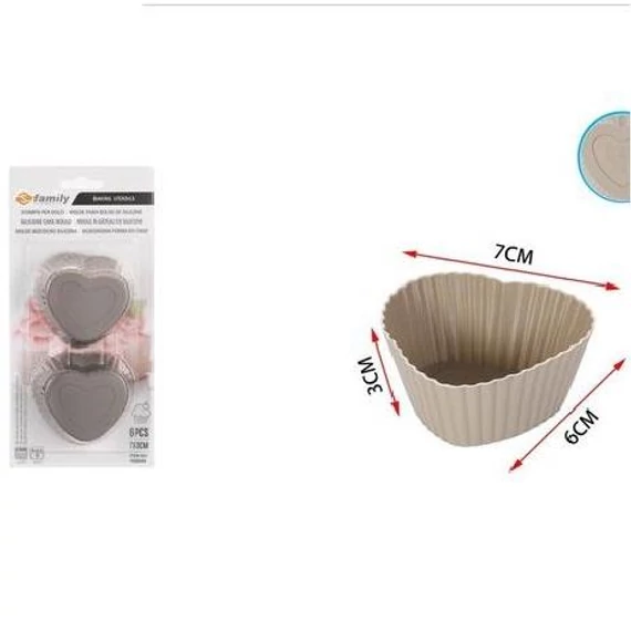 Muffin forma szív szilikon 6db/cs  CN80827
