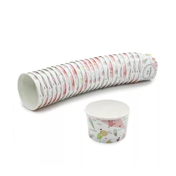 Fagyis papírtégely 245ml  színes/feliratos 25db/cs  21500027