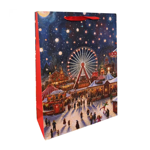 Ajándéktáska karácsonyi vásár 31x42cm  370453