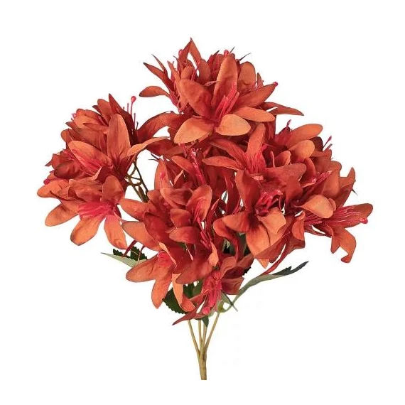 Selyemvirág csokor, 5 ágú, 29cm magas - Sötét narancssárga  LD012-03