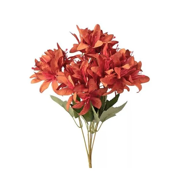 Selyemvirág csokor, 5 ágú, 29cm magas - Sötét narancssárga  LD012-03